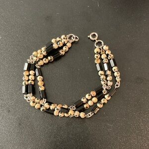 Elegant Black and White Multilayered Bracelet